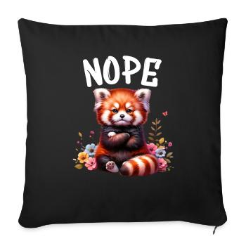 Panda roux Drôle de dicton Nope Renard de Feu - Housse de coussin décorative 45 x 45 cm - noir - Devant