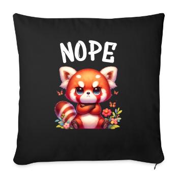 Panda roux Drôle de dicton Nope Renard de Feu - Housse de coussin décorative 45 x 45 cm - noir - Devant