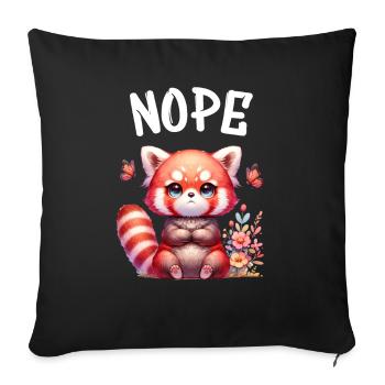 Panda roux Drôle de dicton Nope Renard de Feu - Housse de coussin décorative 45 x 45 cm - noir - Devant