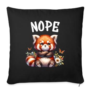 Panda roux Drôle de dicton Nope Renard de Feu - Housse de coussin décorative 45 x 45 cm - noir - Devant
