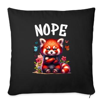 Panda roux Drôle de dicton Nope Renard de Feu - Housse de coussin décorative 45 x 45 cm - noir - Devant