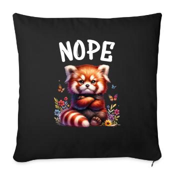 Panda roux Drôle de dicton Nope Renard de Feu - Housse de coussin décorative 45 x 45 cm - noir - Devant