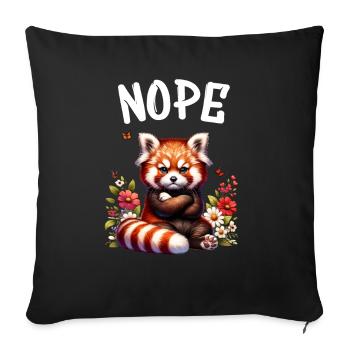 Panda roux Drôle de dicton Nope Renard de Feu - Housse de coussin décorative 45 x 45 cm - noir - Devant
