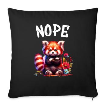 Panda roux Drôle de dicton Nope Renard de Feu - Housse de coussin décorative 45 x 45 cm - noir - Devant