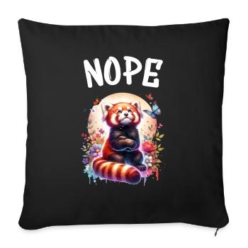 Panda roux Drôle de dicton Nope Renard de Feu - Housse de coussin décorative 45 x 45 cm - noir - Devant