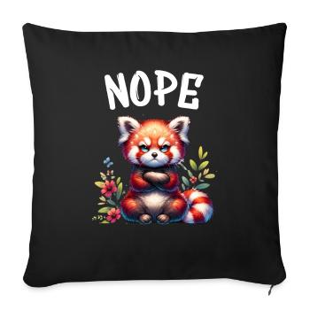 Panda roux Drôle de dicton Nope Renard de Feu - Housse de coussin décorative 45 x 45 cm - noir - Devant