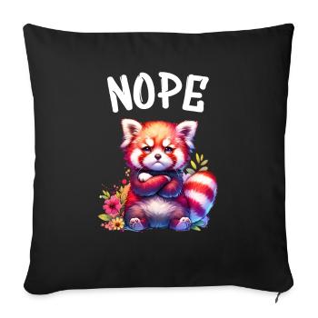 Panda roux Drôle de dicton Nope Renard de Feu - Housse de coussin décorative 45 x 45 cm - noir - Devant