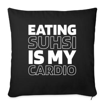 Citation cardio amusante de sushi - Housse de coussin décorative 45 x 45 cm - noir - Devant