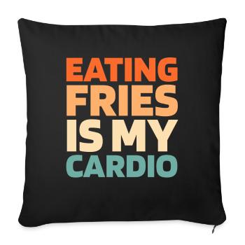 Frites Frites Citation cardio amusante - Housse de coussin décorative 45 x 45 cm - noir - Devant