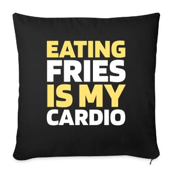 Frites Frites Citation cardio amusante - Housse de coussin décorative 45 x 45 cm - noir - Devant