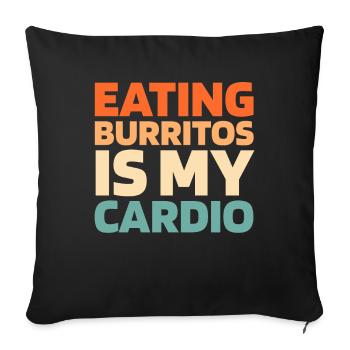 Burrito Funny Cardio Quote - Sofa pillowcase 17,3'' x 17,3'' (45 x 45 cm) - black - Front