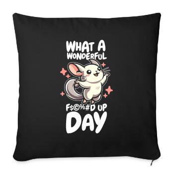 Chinchilla Funny Fucked Up Day - Sofa pillowcase 17,3'' x 17,3'' (45 x 45 cm) - black - Front