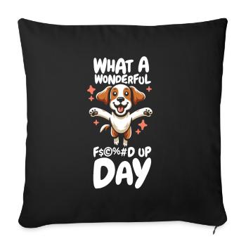 Brittany Spaniel Drôle de journée de merde - Housse de coussin décorative 45 x 45 cm - noir - Devant