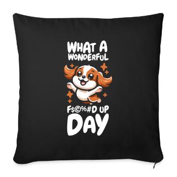 King Charles Cavalier Drôle Fucked Up Day - Housse de coussin décorative 45 x 45 cm - noir - Devant
