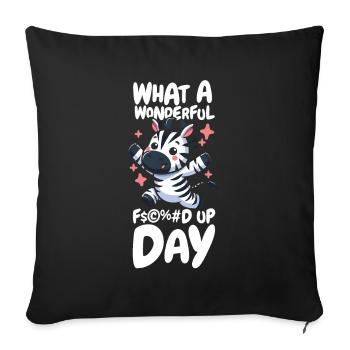 Zebra Funny Fucked Up Day - Sofa pillowcase 17,3'' x 17,3'' (45 x 45 cm) - black - Front