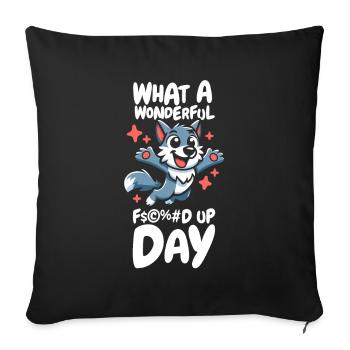 Wolf Funny Fucked Up Day - Sofa pillowcase 17,3'' x 17,3'' (45 x 45 cm) - black - Front