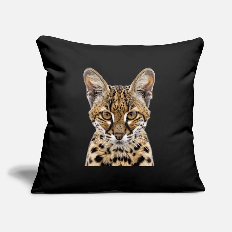 Chat de la savane Housse de coussin décorative 45 x 45 cm