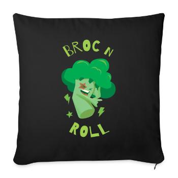 Broc´n´Roll Brokkoli Gesundes Gemüse - Sofakissenbezug 45 x 45 cm - Schwarz - Vorne