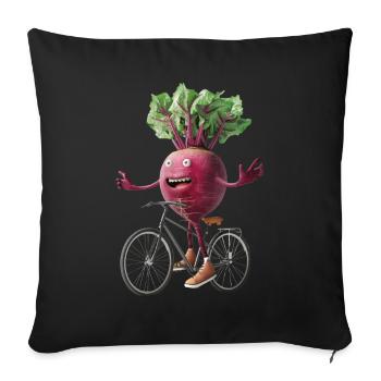 Beetroot Bicycle - Sofa pillowcase 17,3'' x 17,3'' (45 x 45 cm) - black - Front