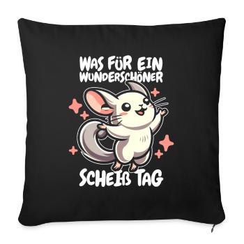 Chinchilla Funny Please Keep Your Mouth Shut - Sofa pillowcase 17,3'' x 17,3'' (45 x 45 cm) - black - Front