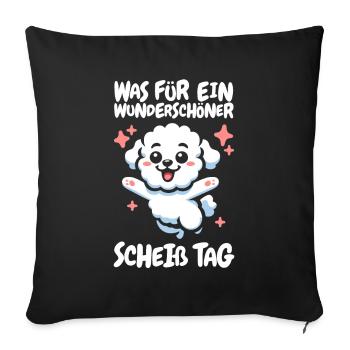 Bichon Frize Funny Please Shut Up - Sofa pillowcase 17,3'' x 17,3'' (45 x 45 cm) - black - Front