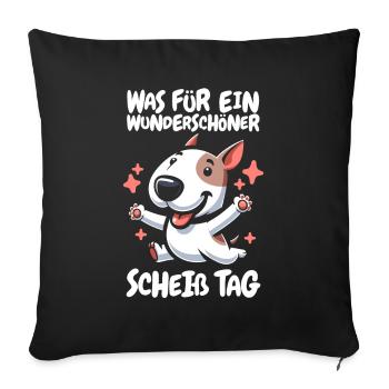 Bull Terrier Funny Please Keep Your Mouth Shut - Sofa pillowcase 17,3'' x 17,3'' (45 x 45 cm) - black - Front
