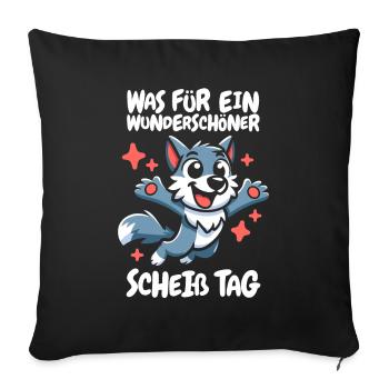 Wolf Funny Please Shut Up - Sofa pillowcase 17,3'' x 17,3'' (45 x 45 cm) - black - Front