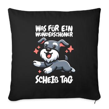 Schnauzer Chien Drôle - Housse de coussin décorative 45 x 45 cm - noir - Devant