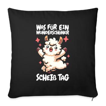 Lama Llama Lustig Halten Sie Bitte Die Fresse - Sofakissenbezug 45 x 45 cm - Schwarz - Vorne