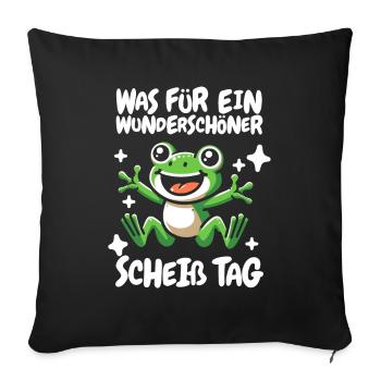 Grenouille Crapaud Drôle S’il vous plaît Tais-toi - Housse de coussin décorative 45 x 45 cm - noir - Devant