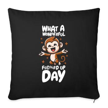 Monkey Funny Fucked Up Day - Sofa pillowcase 17,3'' x 17,3'' (45 x 45 cm) - black - Front