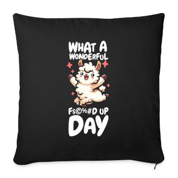 Lama Llama Drôle Fucked Up Day - Housse de coussin décorative 45 x 45 cm - noir - Devant