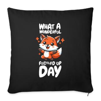 Fox Funny Fucked Up Day - Sofa pillowcase 17,3'' x 17,3'' (45 x 45 cm) - black - Front
