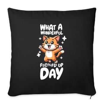 Cat Funny Fucked Up Day - Sofa pillowcase 17,3'' x 17,3'' (45 x 45 cm) - black - Front