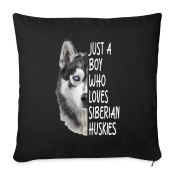 Siberian Husky - Sofa pillowcase 17,3'' x 17,3'' (45 x 45 cm) - black - Front
