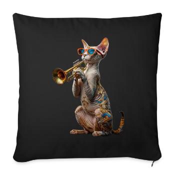 Oriental Shorthair Trompete - Sofakissenbezug 45 x 45 cm - Schwarz - Vorne