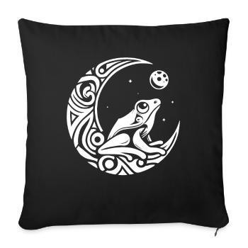 Grenouille Crapaud Tribal Phases de Lune - Housse de coussin décorative 45 x 45 cm - noir - Devant