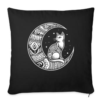 Phases de lune tribales de chat - Housse de coussin décorative 45 x 45 cm - noir - Devant