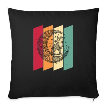 Phases de lune tribales de chat - Housse de coussin décorative 45 x 45 cm - noir - Devant