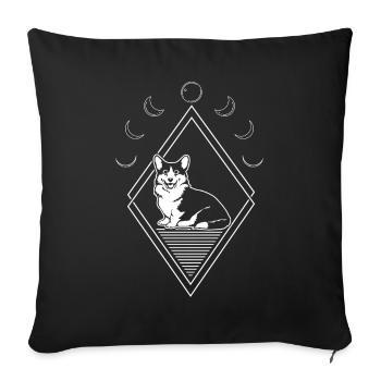 Corgi Moon Phases - Sofakissenbezug 45 x 45 cm - Schwarz - Vorne