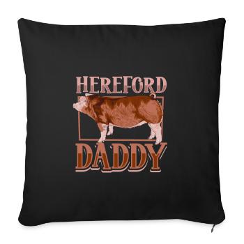 Papa cochon Hereford - Housse de coussin décorative 45 x 45 cm - noir - Devant