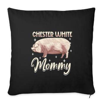 Maman cochon blanc Chester - Housse de coussin décorative 45 x 45 cm - noir - Devant