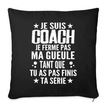 Je Suis Coach Idée de Cadeau Humour Coach Sportif - Housse de coussin décorative 45 x 45 cm - noir - Devant