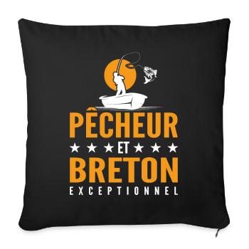 Pêcheur et Breton Exceptionnel - Cadeau Pêcheur - Housse de coussin décorative 45 x 45 cm - noir - Devant