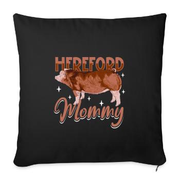 Maman cochon Hereford - Housse de coussin décorative 45 x 45 cm - noir - Devant