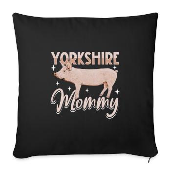Maman cochon du Yorkshire - Housse de coussin décorative 45 x 45 cm - noir - Devant