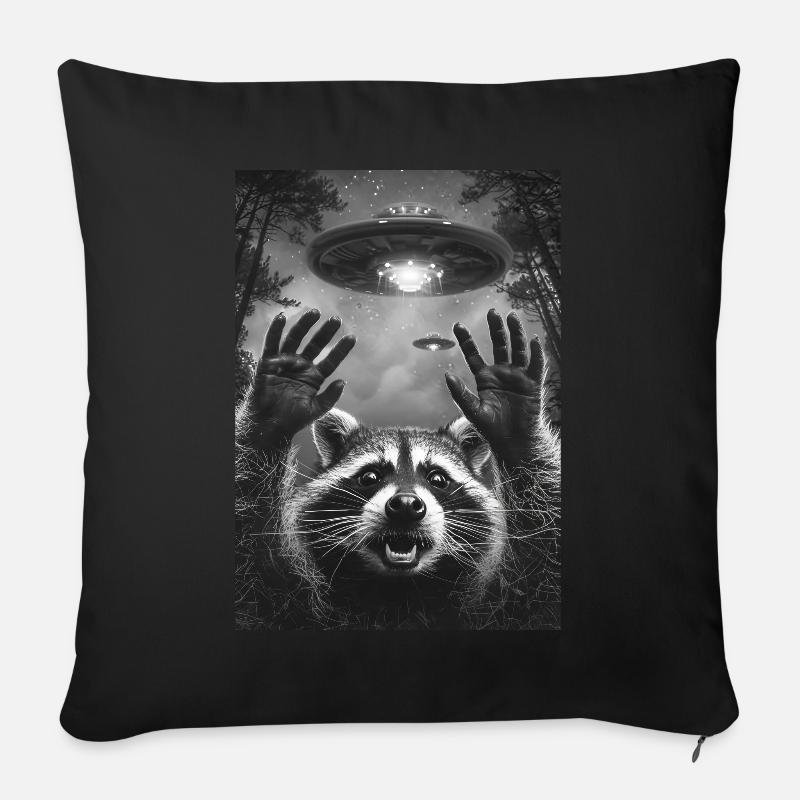 Ufo Selfie Waschbär - Sofakissenbezug 45 x 45 cm - Schwarz