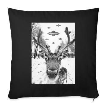 Renne selfie OVNI - Housse de coussin décorative 45 x 45 cm - noir - Devant