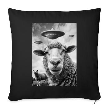 Mouton selfie OVNI - Housse de coussin décorative 45 x 45 cm - noir - Devant