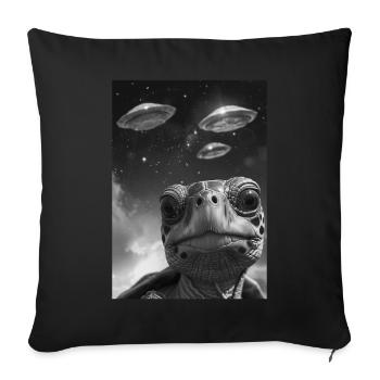OVNI Selfie Tortue - Housse de coussin décorative 45 x 45 cm - noir - Devant